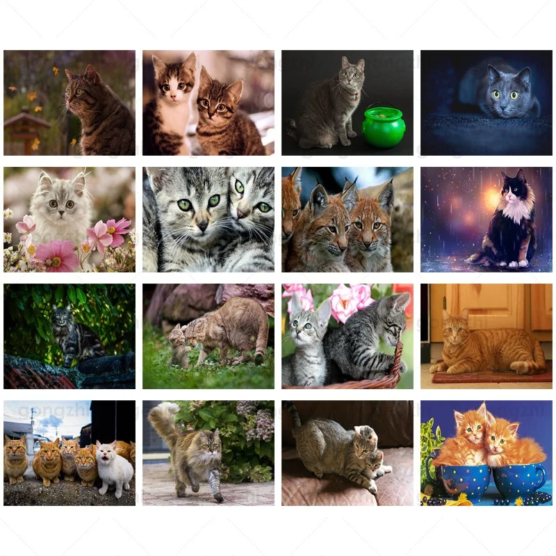 

Kiiten Diamond Painting Cute Cat HD Pet Shop Cafe Home Kids Room Decoration 5D Customized High Quality Acrylic Cross Stitch