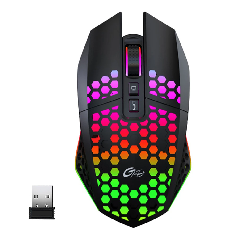 

Беспроводная игровая мышь, 2,4 ГГц, RGB светодиодная подсветка, 8 клавиш, мышь для ноутбука, 800/1200/1600 DPI, регулируемые компьютерные мыши для ноутб...