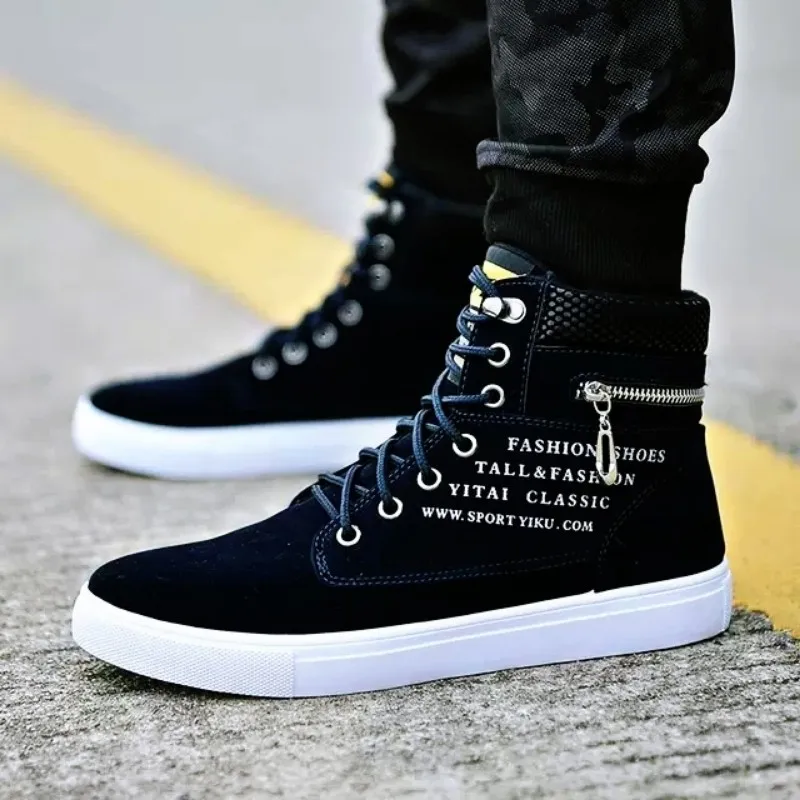 

Men's Boots High Top Outdoor Sport Shoes New Casual Cozy Flat Walking Shoes Black Non-slip Men Sneakers Men Athletic Shoes