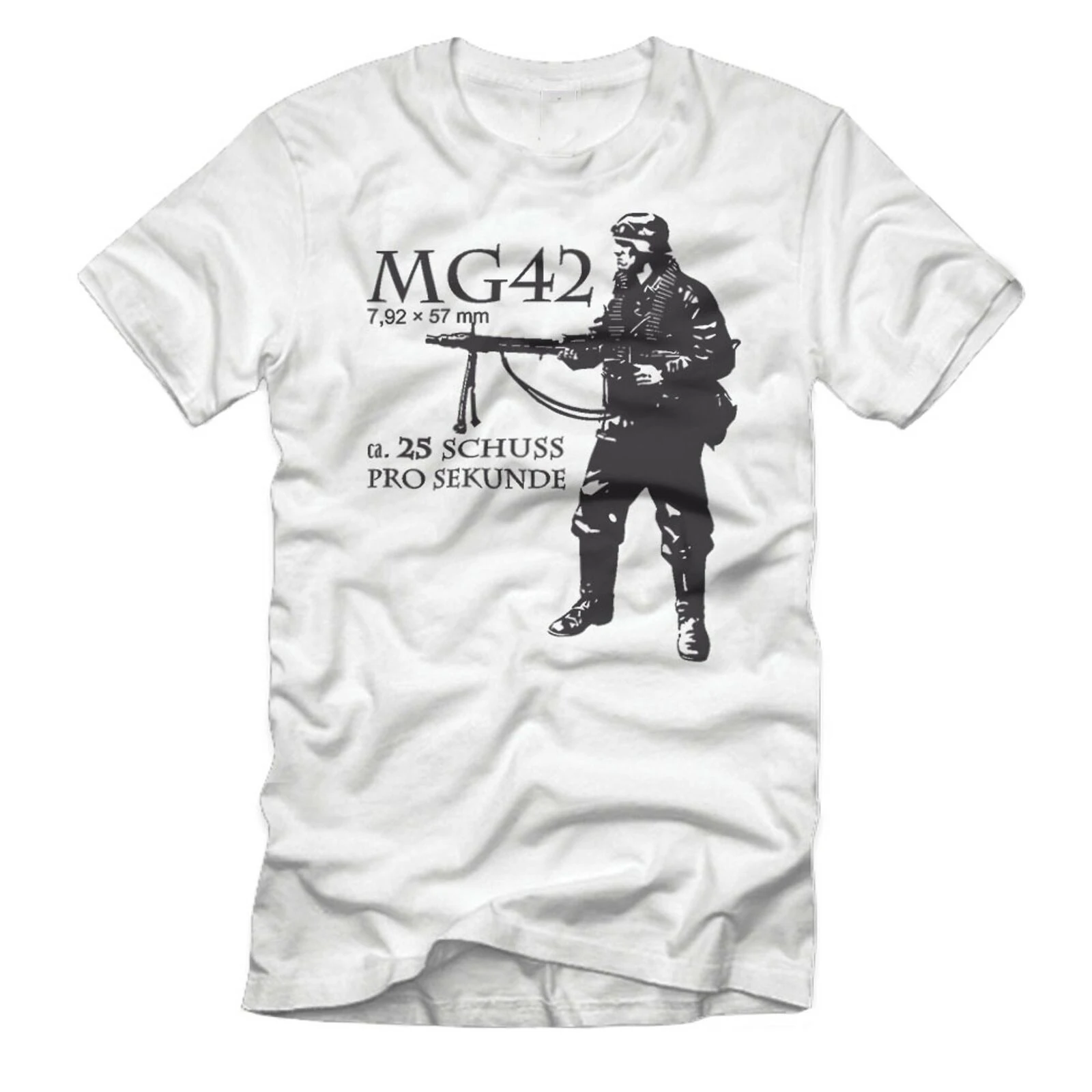 

Armed Forc Private Standing Four MG42 7,92*57mm Mane Gun T-shi. Summer Cato Sho Mouw O-ne ntlemen New S-3XL