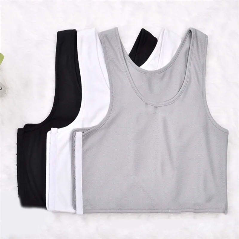 Men Pure Color Crop Top Male T-shirt Short Chest Breast Vest Breathable Buckle Binder Trans Lesbian Tomboy Tops Costume | Мужская одежда