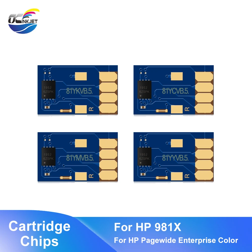 

4PCS For HP 981Y Cartridge Chip 981Y One Time Use Chip For HP Pagewide Enterprise Color 586dn 556xh 586z 586f Printer Set