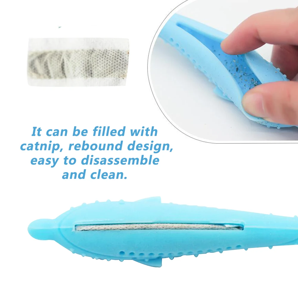 

Cat Fish Shape Toothbrush Pet Eco-Friendly Molar Stick Teeth Clean Toy Interactive Cat Dental Toy Soft Silicone Mint Chew Toy