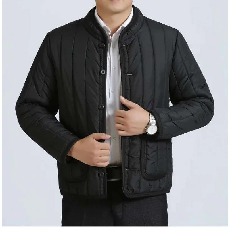 Winter New  Middle-Aged Elderly Cotton-Padded Jacket Stand-Up Collar Plus Velvet Thick Padded Jacket