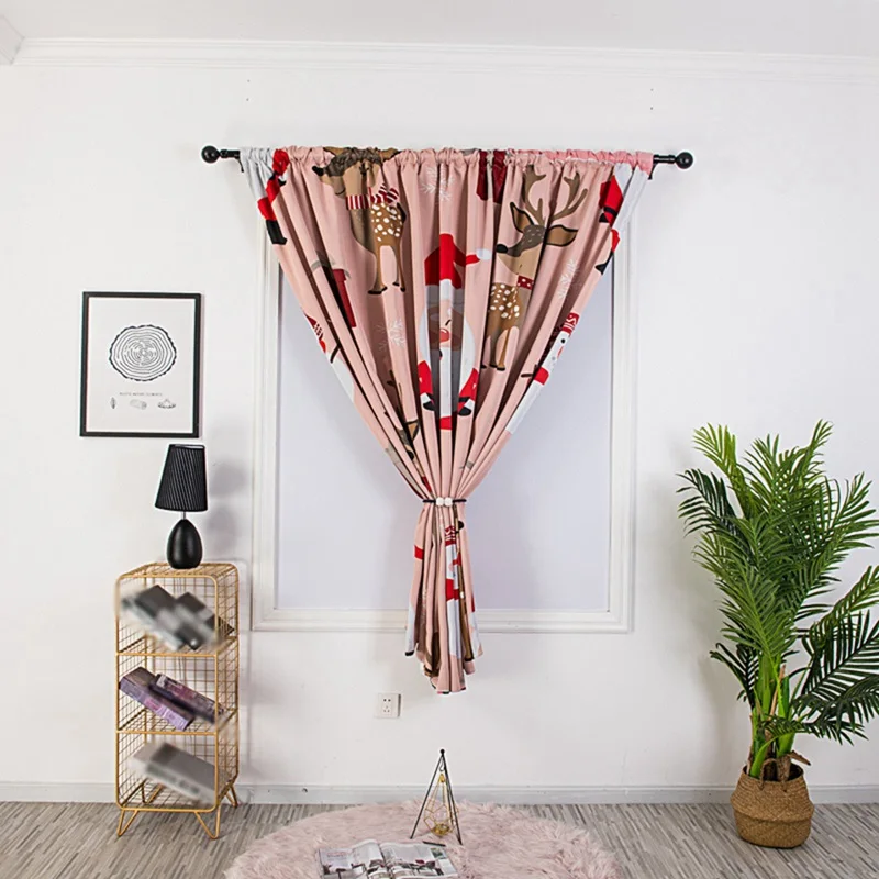 Рождественские занавески на окна с колокольчиком темные для кухни комнатные