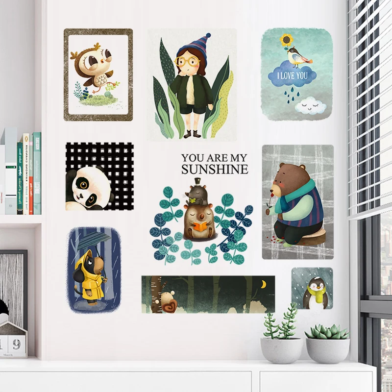 

Cartoon Animals Stickers Living Room Bedroom Furniture Wall Stickers Aesthetic Room Decor Self Adhesive Murals Wallpaper