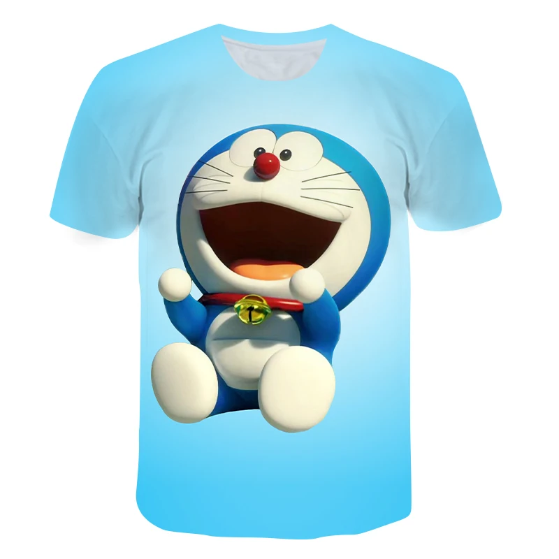 Милая Повседневная летняя модная мужская и женская футболка Doraemon с 3D принтом, летняя модная футболка с коротким рукавом
