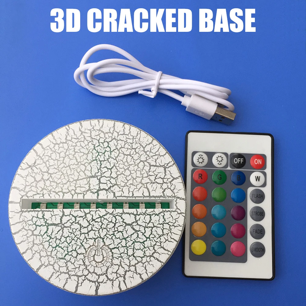 

Light Base Crack Pattern Night Light Luminous 3D Modern Touch Lamp Bases Romantic Lamp Holder Remote Control Function