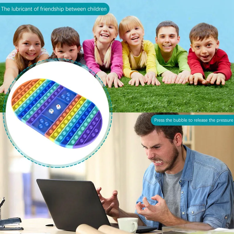 

Big Bubble Toy Rainbow Chess Board Push Bubble Popper Fidget Silicone Sensory Toy for Parent-Child Time Stress Relief Fidget Toy
