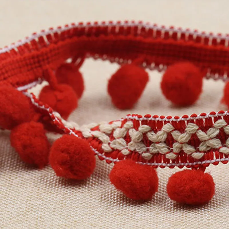 100 ярдов/партия кружевная лента с кисточками и помпоном праздничная ткань для