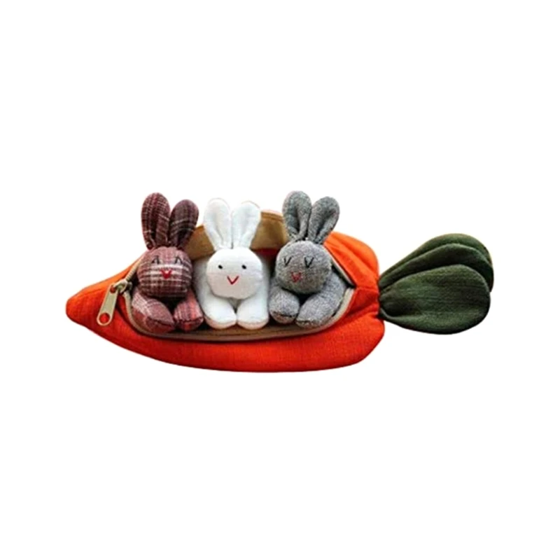 

Cute Cartoon 3 Bunnies in a Carrot Purse Soft Cute Bunny Toy-Desktop Decorations for Kids Babies Birthday Gifts Stuffed & T8ND