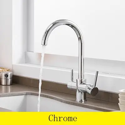 Chrome color Хромированные Кухонные смесители с поворотом на 360 градусов, 3 варианта фильтра для воды, водопроводные краны, твердая латунь, кухонная раковина, кран, смеситель для воды, CF-0181 - Цвет: Chrome color