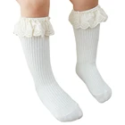 Носки до колена с оборками для новорожденных девочек, модные носки для маленьких девочек