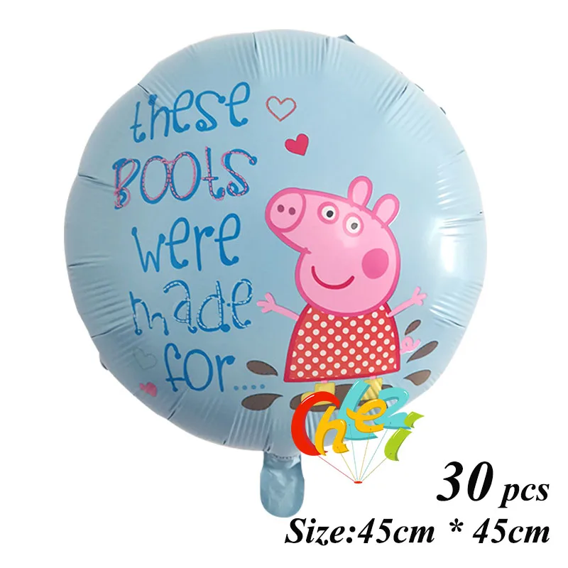 Round 2 30 шт PEPPAPIG воздушные шары Джордж мальчик девочка день рождения украшение для дома PEPPAPIG Воздушный баллон гелия Рождество детский душ - Цвет: Round 2