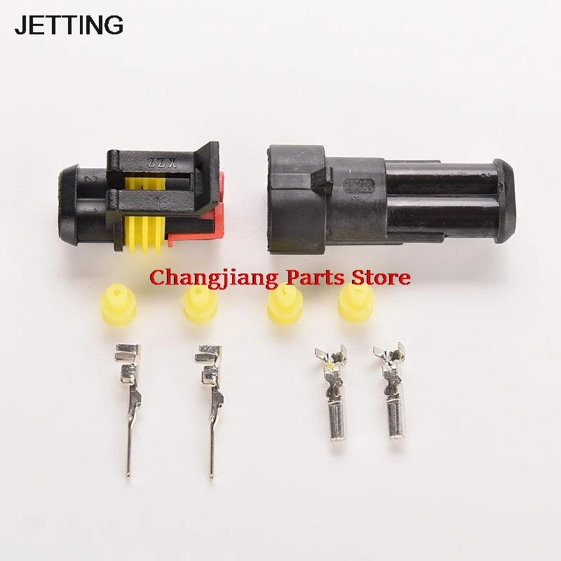 

1 set 2 Pin Way Sealed Electrical Wire Waterproof Black Auto Connector Plug Car Part Set