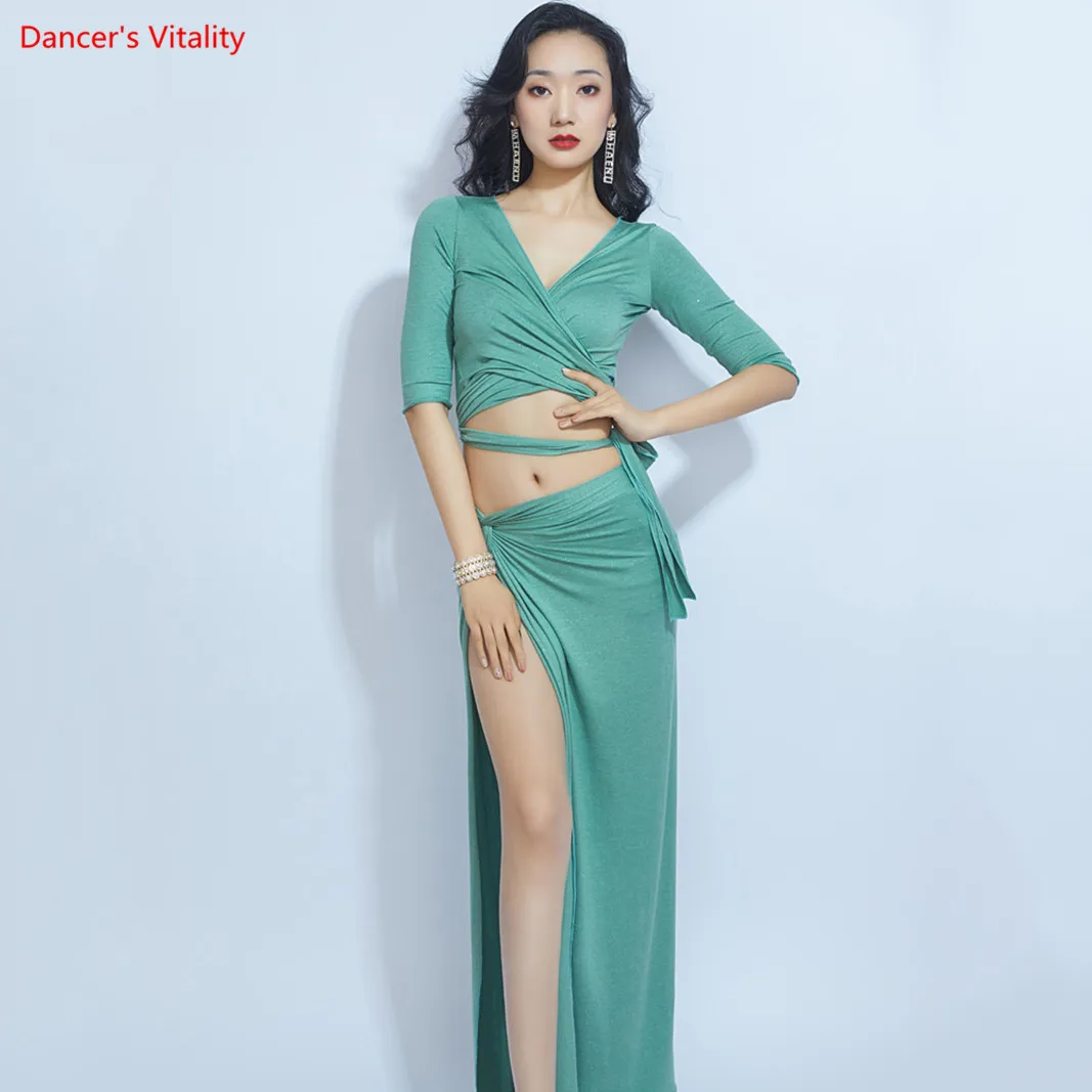 

Spring Summer Fashion Dance Practice Clothes Women's Belly Dance Sexy Suit Costume Top + Skirt 2pcs Dance Set free Delivery