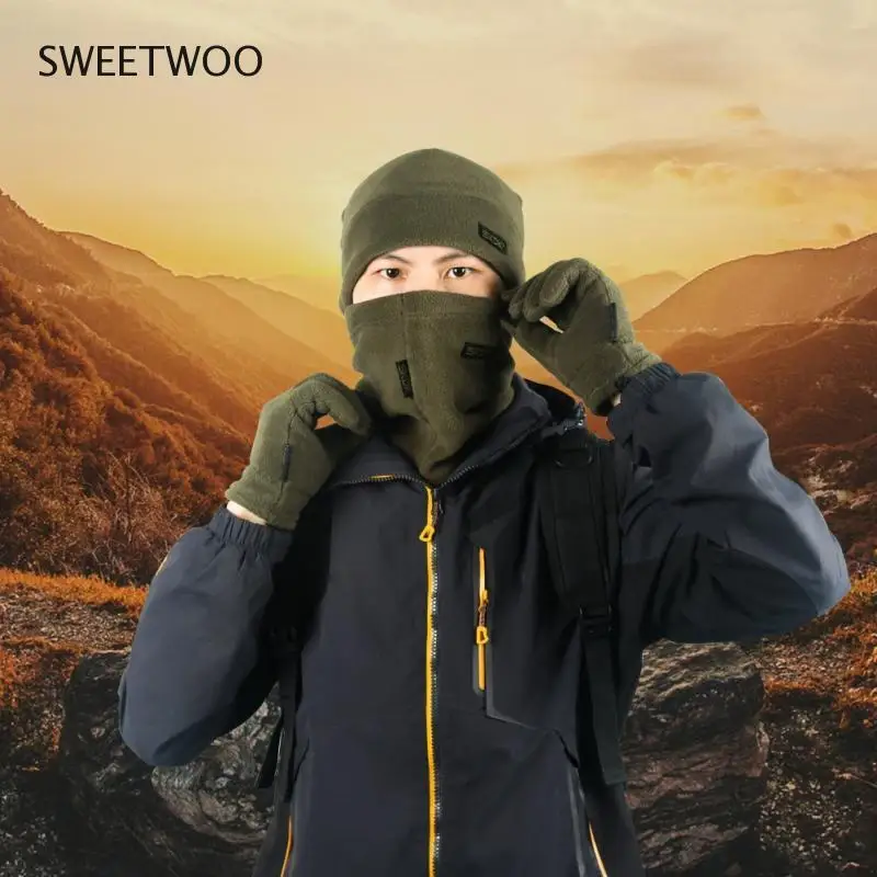 

Unisex 3Pcs/set Scarf Hat Gloves Set Three-Piece Winter Warm Set Fleece Slouchy Beanie Hats Scarves Warm Clothing Kit