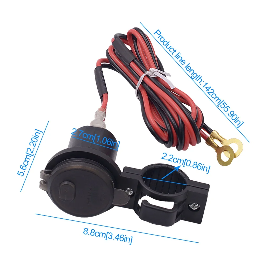 

LED Display Motorcycle Handlebar Mount USB Phone Charger with Voltmeter Switch Motorcyle Accessories Spare Parts