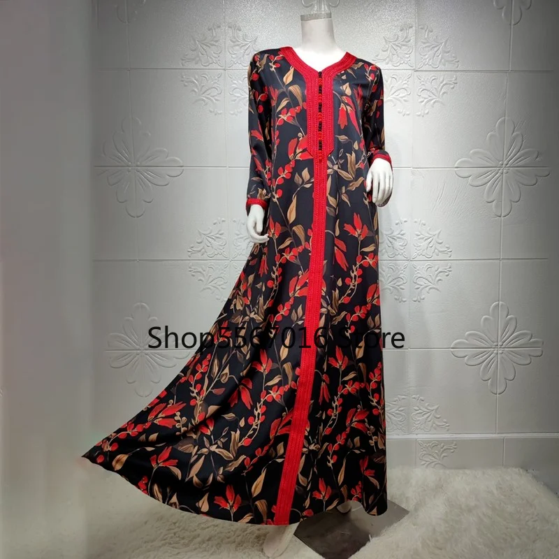 Abaya Turkey Malaysia Long Kaftan Hijab Dress Bohemian Floral Kimono Muslim Fashion Ladies Clothes Djellaba Femme Marocaine