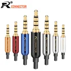 10 шт.лот 4 полюса стерео 3,5 мм штекер коннектор + хвосты медная трубка позолоченный штекер 3,5 мм разъем провода наушников DIY