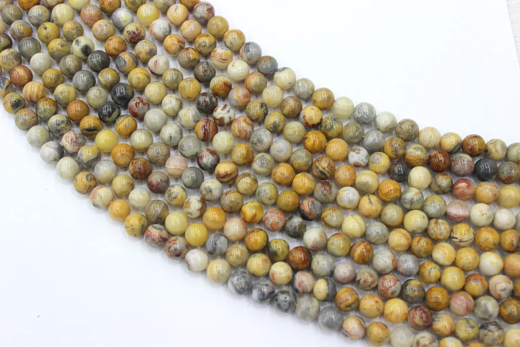 

Natural Yellow Crazy Lace Agate Round Loose Beads Strand 6/8/10/12MM For Jewelry DIY Making Necklace Bracelet