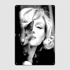 Marilyn Monroe с кошкой, винтажная металлическая табличка, Настенная роспись, дизайн клуба, бар, настенная фотография, плакаты