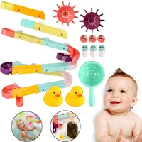 baby bath toys diy assembling track slide suction cup orbits bathroom shower toy duck beach water toys for children kids outdoor