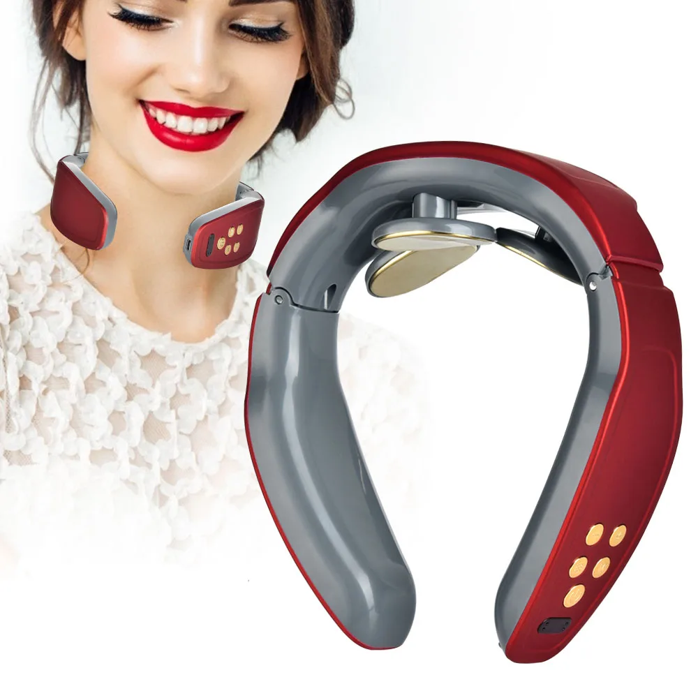 

Умный электрический портативный импульсный массажер для шеи, шейного позвонка, терапия тяги, стимулятор нагрева, физиотерапия, облегчение ...