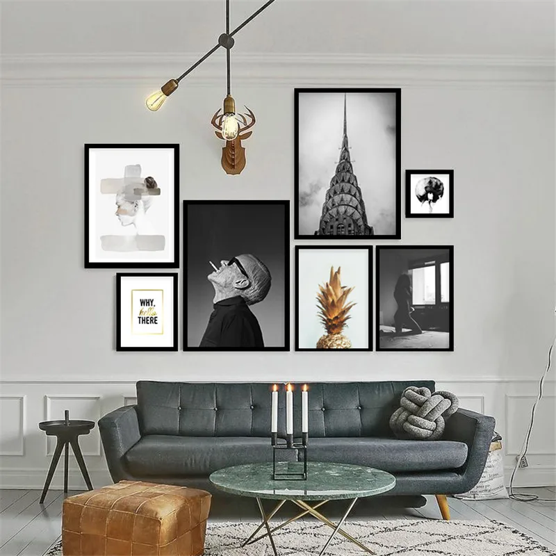 Северный плакат абстрактный холст картина с ананасом башня плакаты Печать