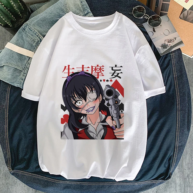 

2021 Summer Tshirts Anime Crazy Ikishima Midari Tshirt Kakegurui Print Women TShirt Gambling School Harajuku Casual Short Sleeve