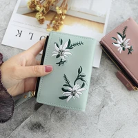 new womens wallets print flower short wallet for woman zipper mini coin purse ladies small wallet female leather card holder