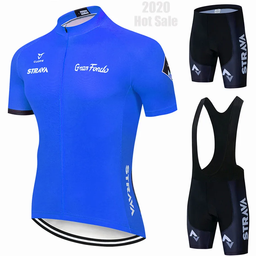 2020 синий STRAVA Pro велосипедная команда с коротким рукавом Maillot Ciclismo мужская