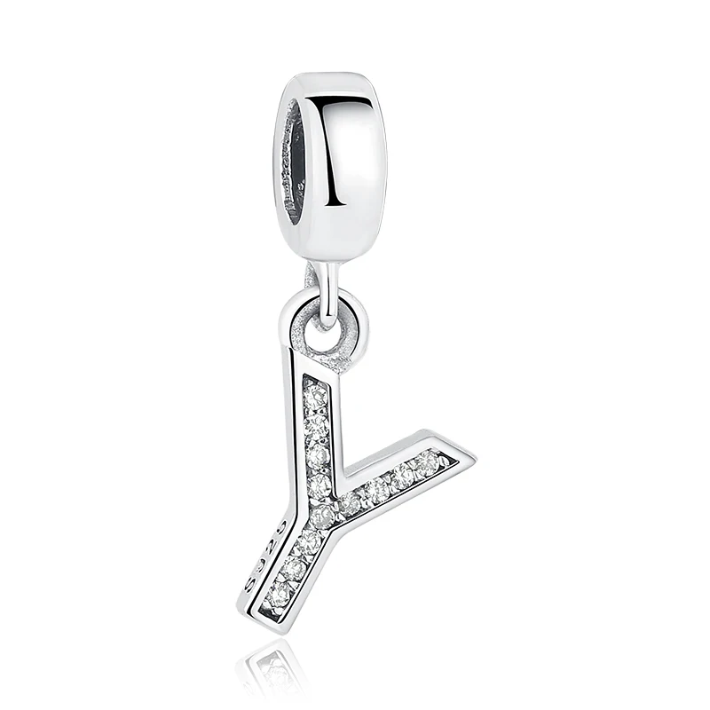 2019 NEW 925 Sterling Silver Vintage T to Z Clear CZ 26 Letter Alphabe Bead Charms Fit Bracelets DIY Jewelry | Украшения и