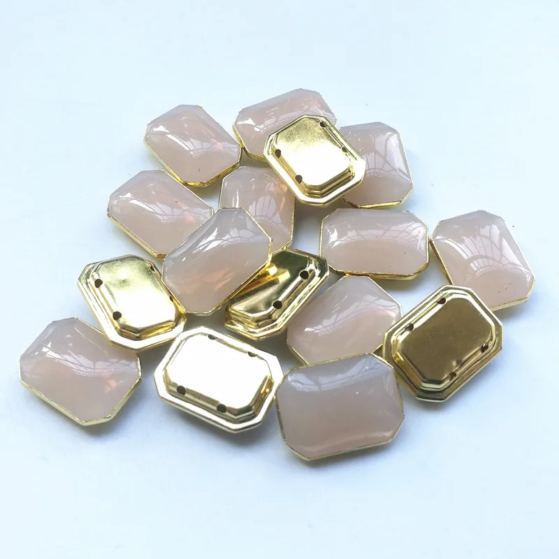 

100 шт. 8*10 мм 10*14 мм 13*18 мм It персиковый опал акриловые прямоугольные бусины с золотой оправой когтя ювелирные изделия Пришивные пластиковые б...