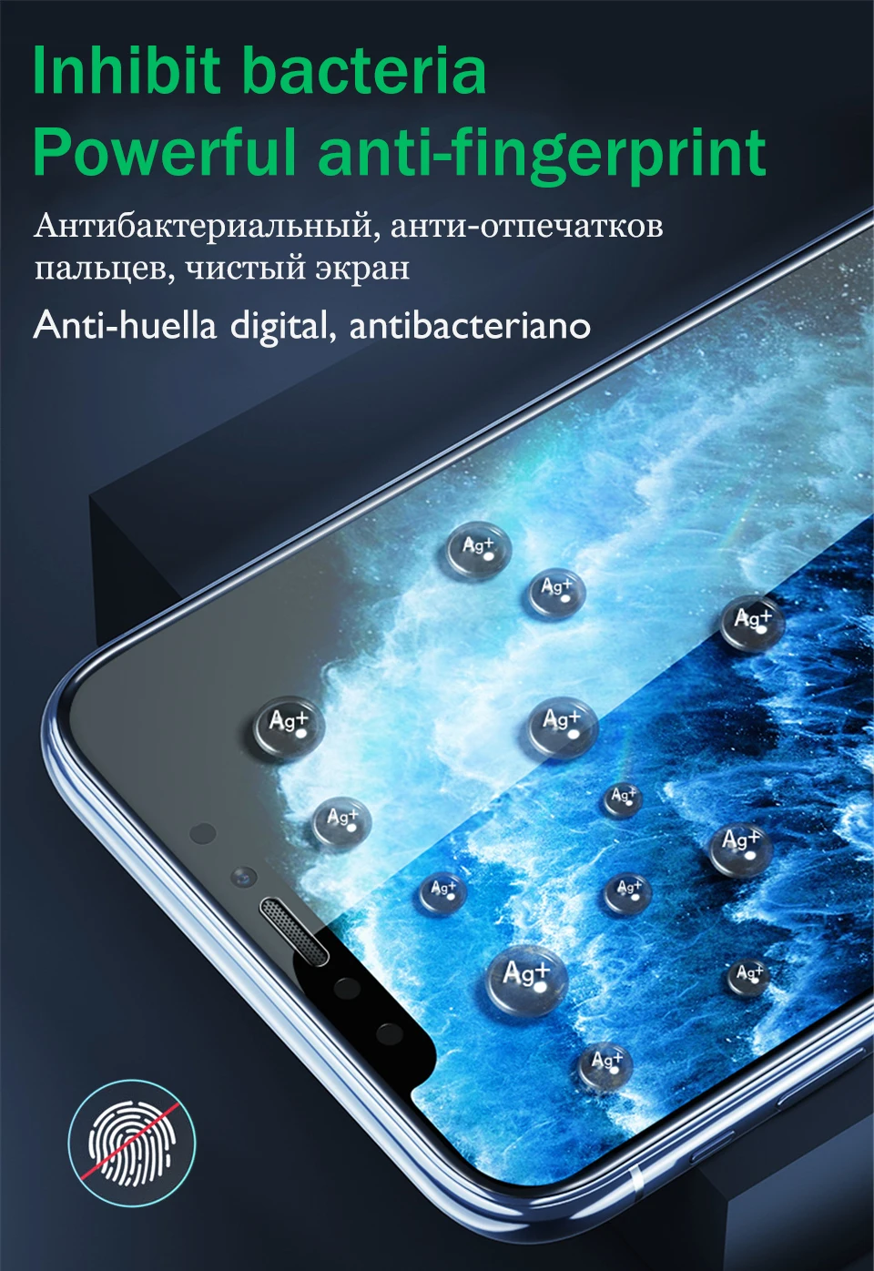 

180PCS Green Anti-Microbial Tempered Glass For iPhone SE 2020 11 pro max XS Max Explosion-Proof Screen Protector
