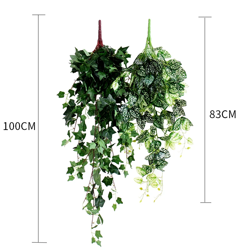 

100/83cm Artificial Leaves Plastic Plants Bouquet Silk Vine Wall Hanging Fake Greenery Leaf Living room Wedding Hotel Home Decor
