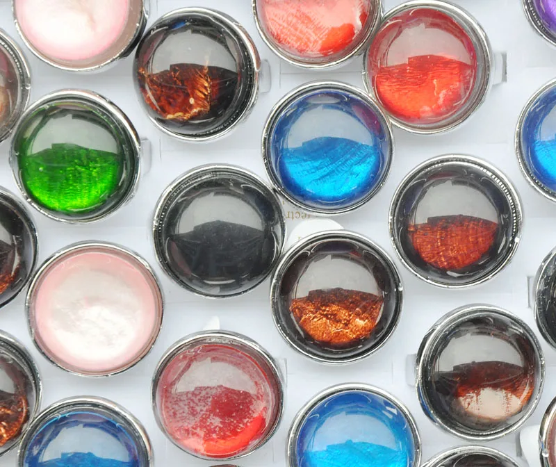 

20ocs Boho Geometry Round Resin Stone Rings for Women Vintage Opal Silver Color Chunky Finger Ring Exaggerated Ethnic Jewelry