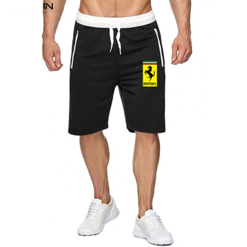 

Men's five-point casual pants Indoor men's outdoor fitness sports shorts 3D Ferrari printed cotton pants men clothing