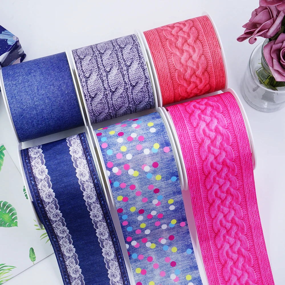 Free shipping 50 yard 3 inch liston grosgrain 75mm printed ribbon cinta decorativa navidad | Дом и сад