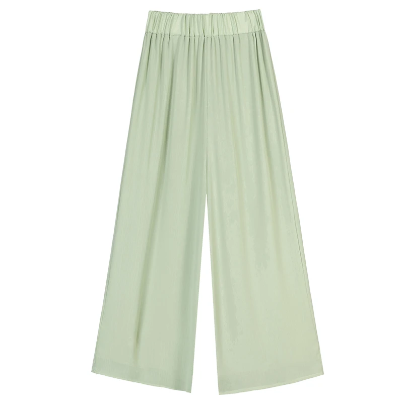 

Fitaylor Spring Summer New Arrival Ladies Solid High Waist Wide Leg Pants Women Casual Chiffon Loose Ankle-length Pants