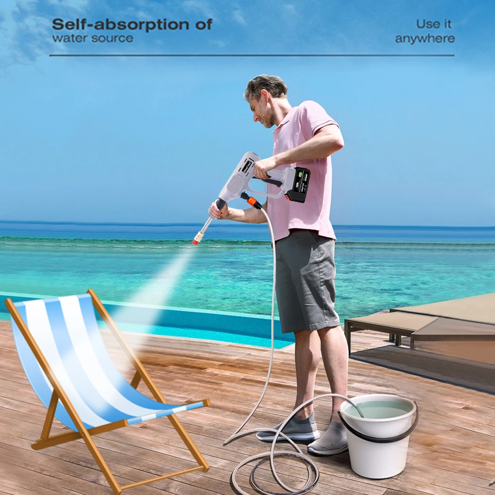Цена Пистолет для мойки автомобиля высокого давления, беспроводной аппарат для мойки высокого давления с пластиковой коробкой, аккумулятор 18 в