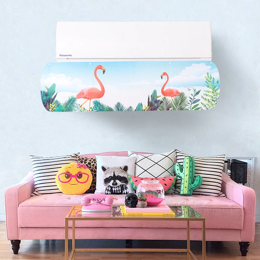 

Adjustable Air Conditioner Cover Colorful Pastoral Windshield Air Conditioning Baffle Shield Wind Guide Straight Anti-wind Cover