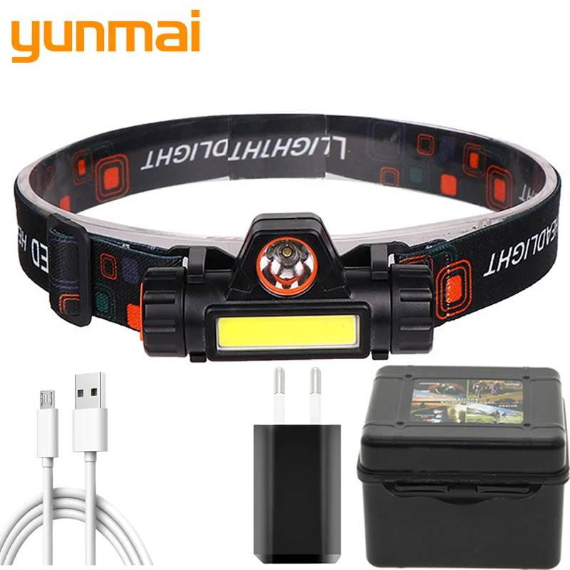 

Sensor XP-G Q5 Headlight Headlamp Waterproof 2500lm Cob Led Built-in USB Rechargeable 18650 Battery Working 5w Night Walking