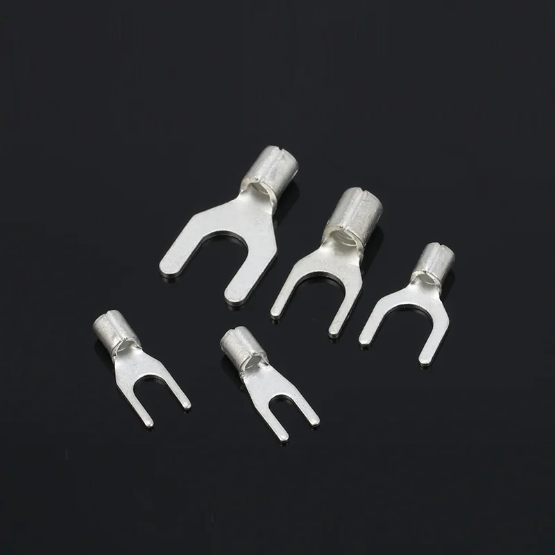 100PCS RNB SNB Non-Insulated Ring Fork U-Type Terminal Assortment Kit Cable Wire Connector Crimp Tin-Plated Brass Terminals - купить по