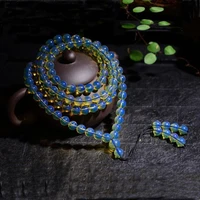 6 8 10mm amber amber 108 beads necklace bracelet with gold blue percol when chain blue amber beads jewelry gemstone bracelet