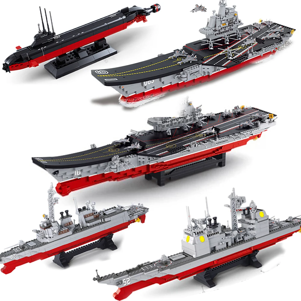 Sluban warship Military battle ship boat model building Aircrafted Carrier destroyer sets Weapon Bricks creativ kits Blocks toys | Игрушки и