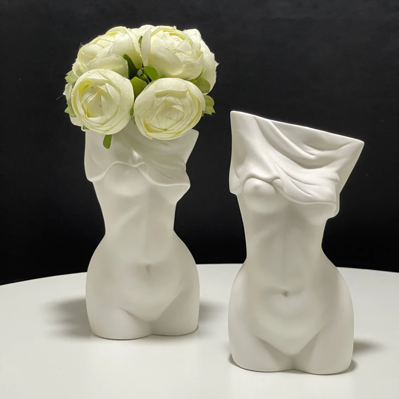

Handmade Matte Ceramic Female Bust Art Vase Human Body Shape Flower Vase Table Craft Ornaments Modern Home Decor Creative Gifts