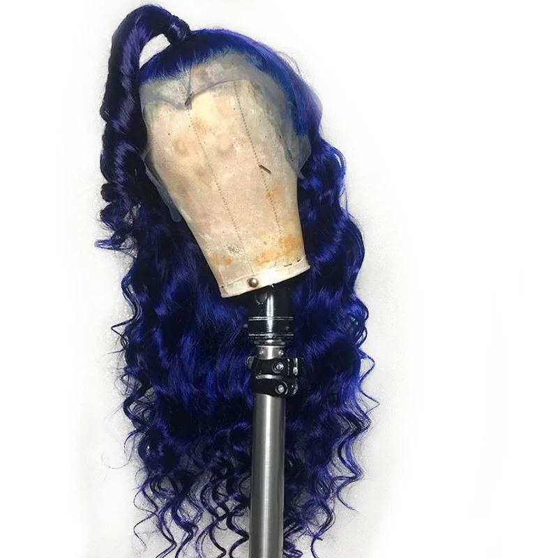 13x6 Red Wig Brazilian Frontal Deep Part Lace Front Wigs Wavy Remy PrePlucked Colored Blue Human Hair For Black Women | Шиньоны и