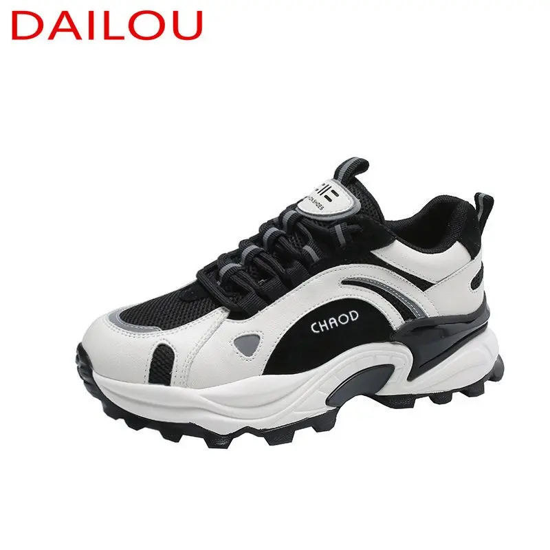 

2021 New Fashion Women Vulcanized Shoes Breathable Women Mesh Walking Casual Shoes Spring Women's Lace-up Platform Sneakers