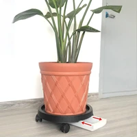 flower pot tray round plastic tray caster wheels pallet tray vase with rollers flower plant pot holder